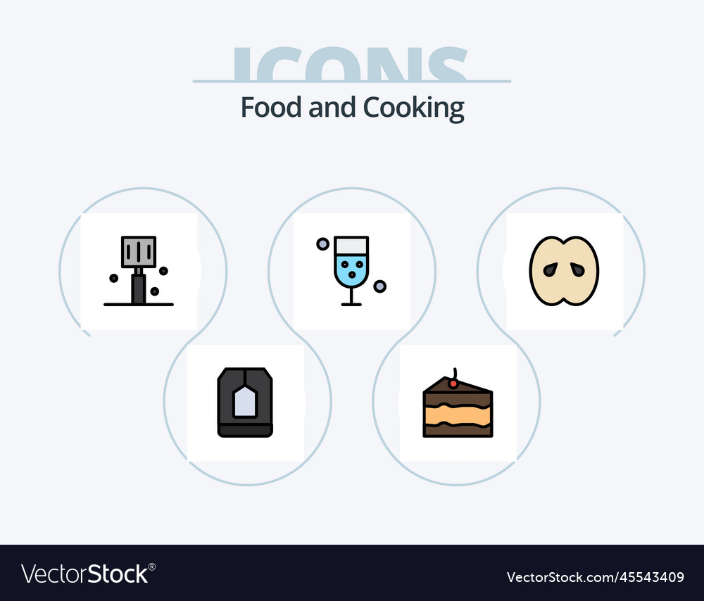 Food line filled icon pack 5 design kitchen