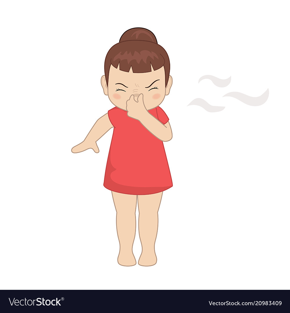 Little girl pinching her nose Royalty Free Vector Image