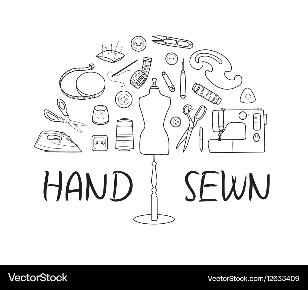 Sewing tools concept Royalty Free Vector Image