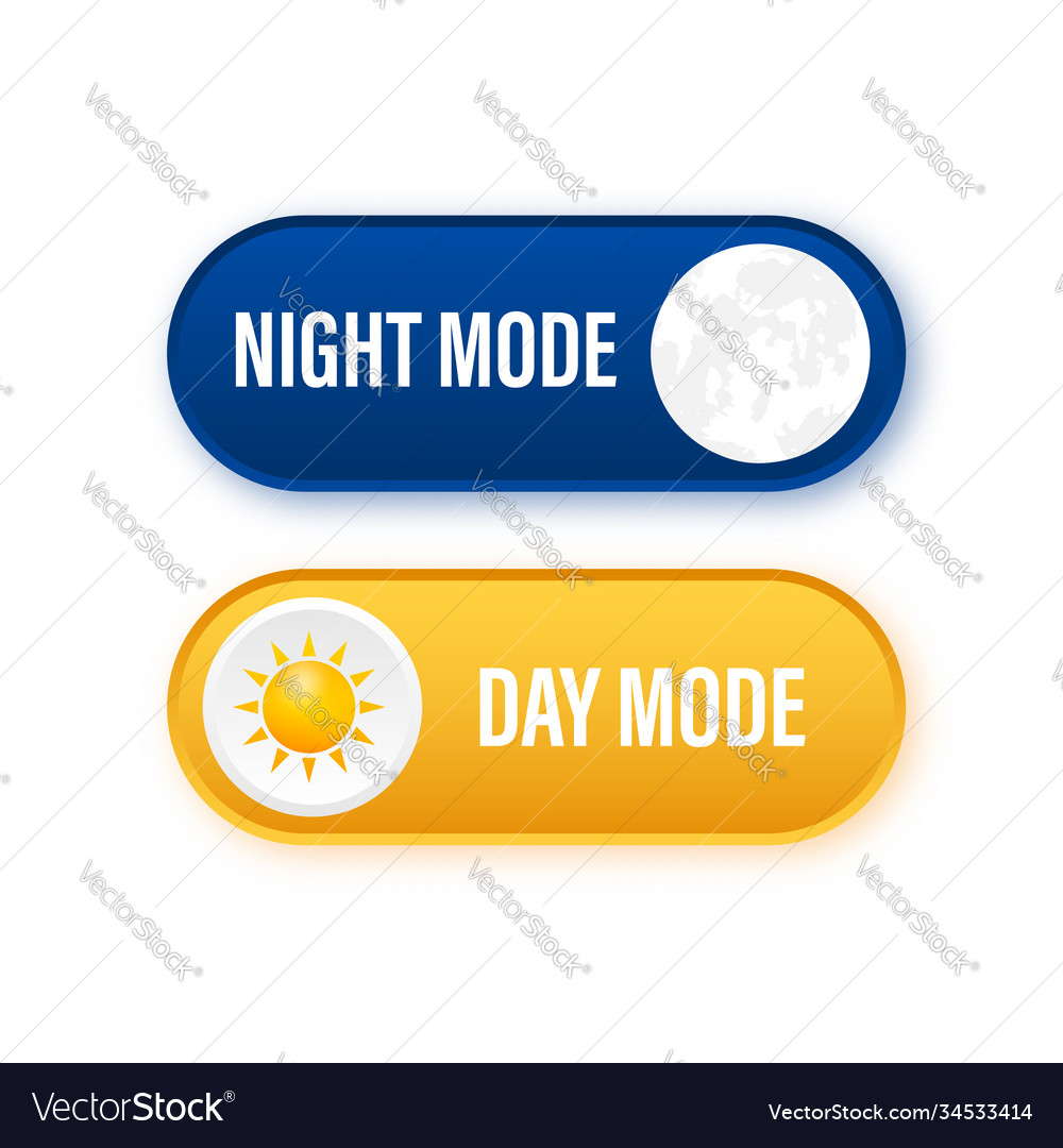 Button with night mode on dark background ui Vector Image