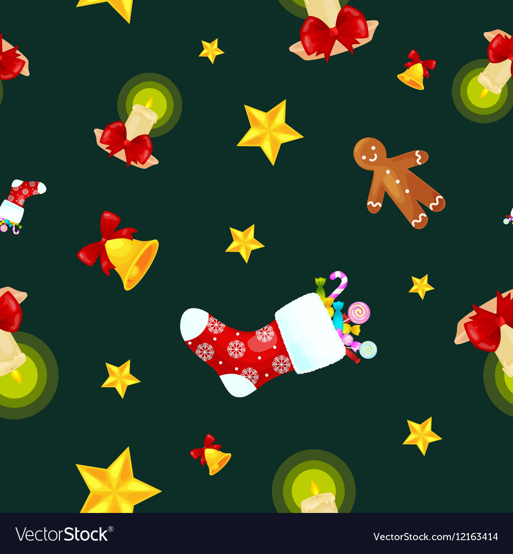 Christmas seamless pattern gingerbread man Vector Image