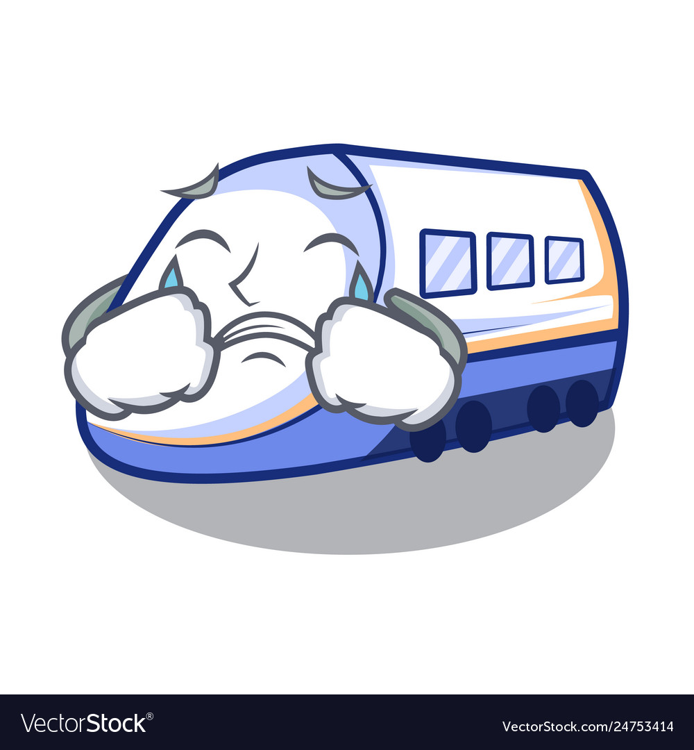 Crying shinkansen train isolated in cartoon Vector Image