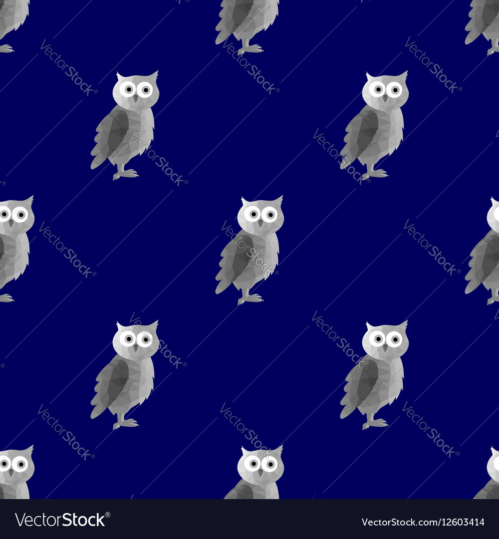 Dark polygonal owl seamless pattern