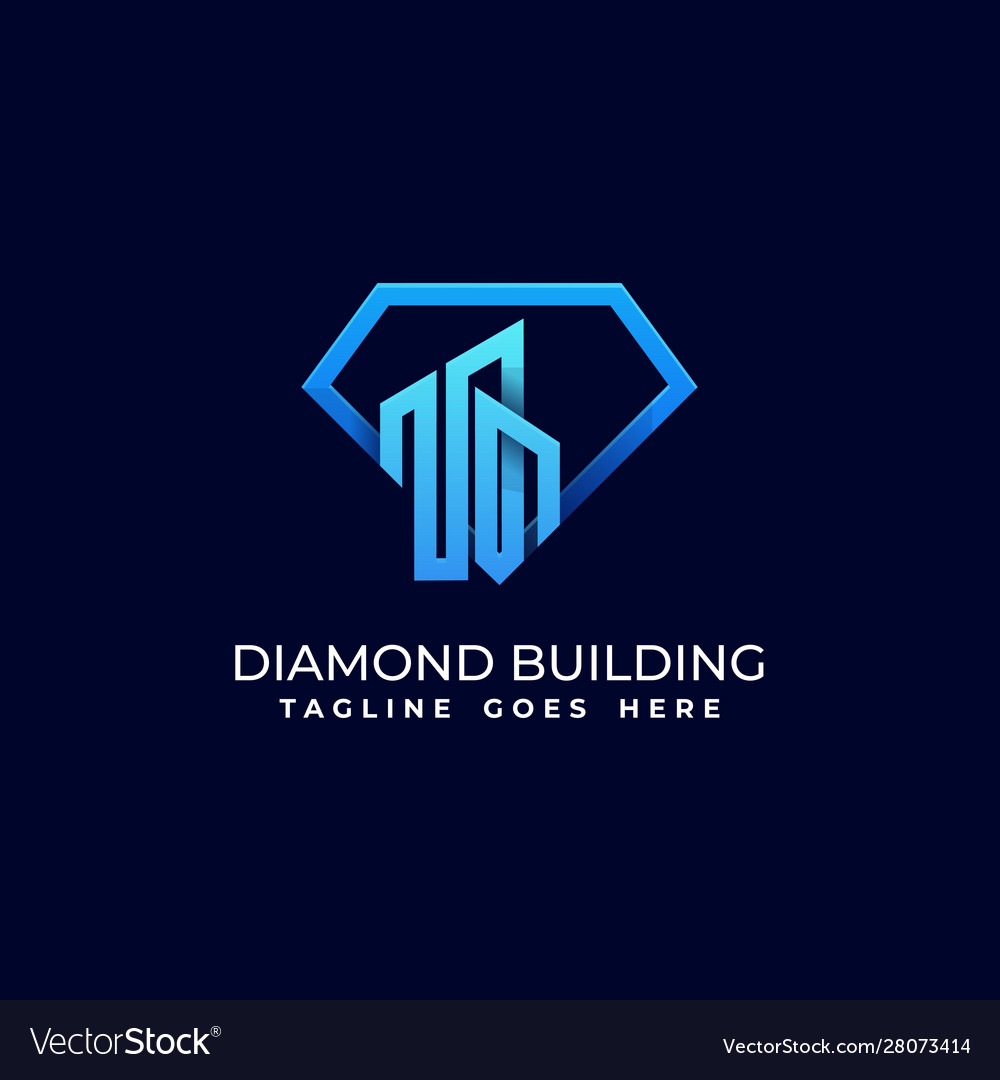 Diamond with building template design Royalty Free Vector