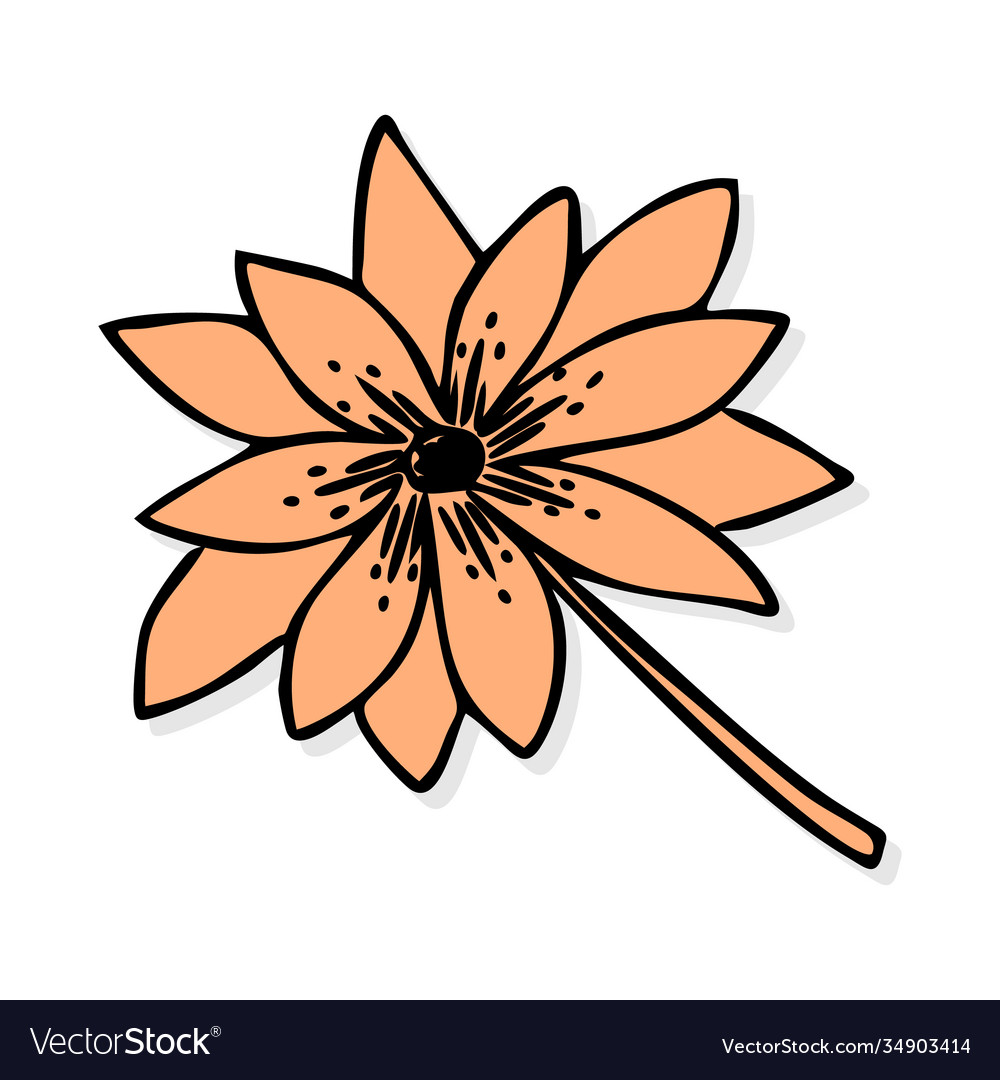 Graphical Flower Black Flower Contour Flower Vector Image Graphical Flower Black Flower Contour Flower Vector Image