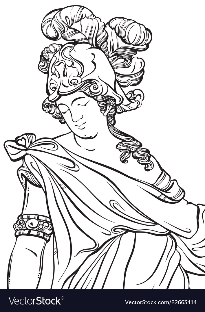 Greek god in line style great template Royalty Free Vector