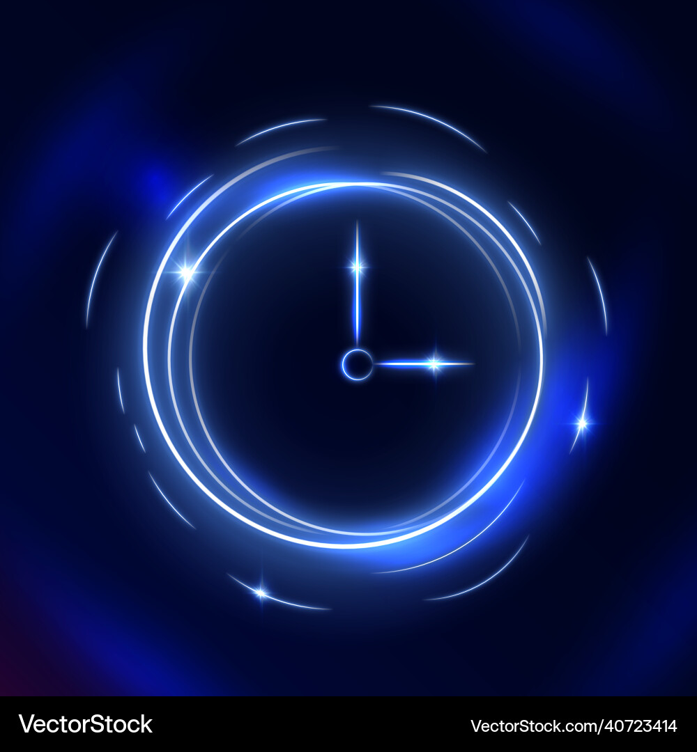 Light glowing clock icon neon time symbol Vector Image