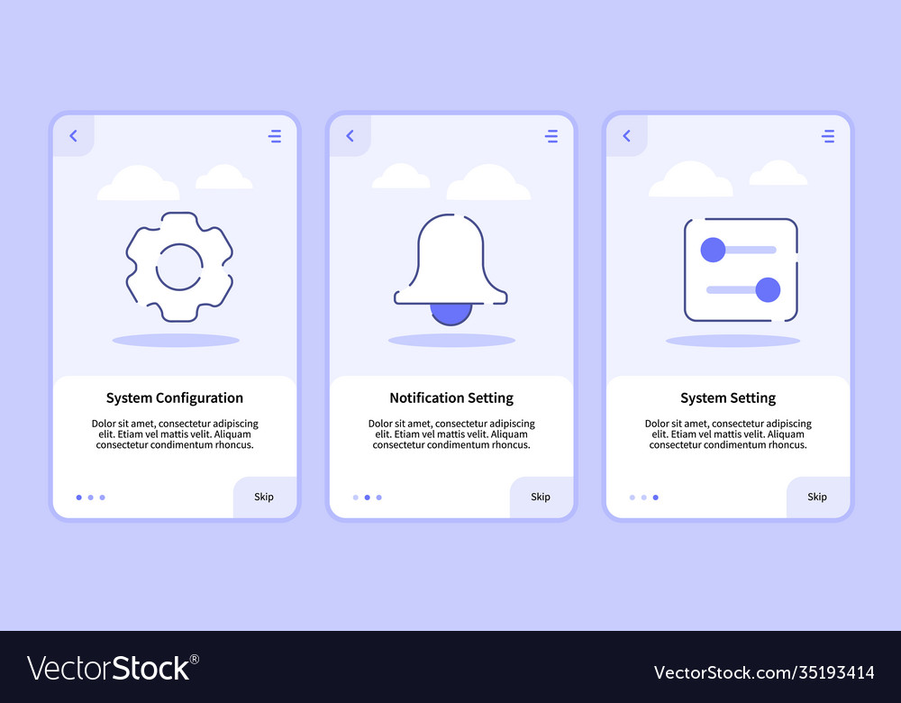 System configuration notification setting Vector Image
