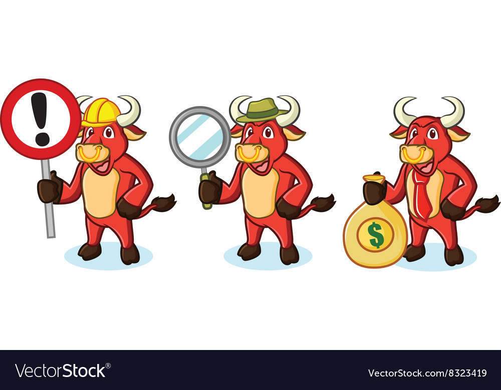 Bull red mascot with money