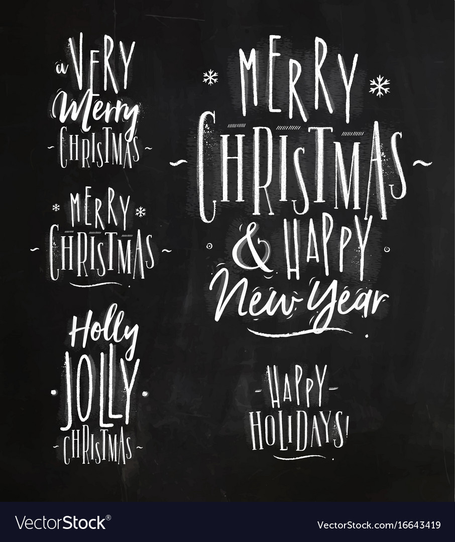 Christmas lettering chalk Royalty Free Vector Image