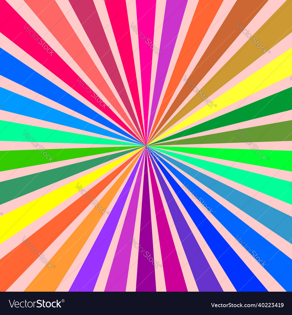 Colorful rainbow rays starburst background Vector Image