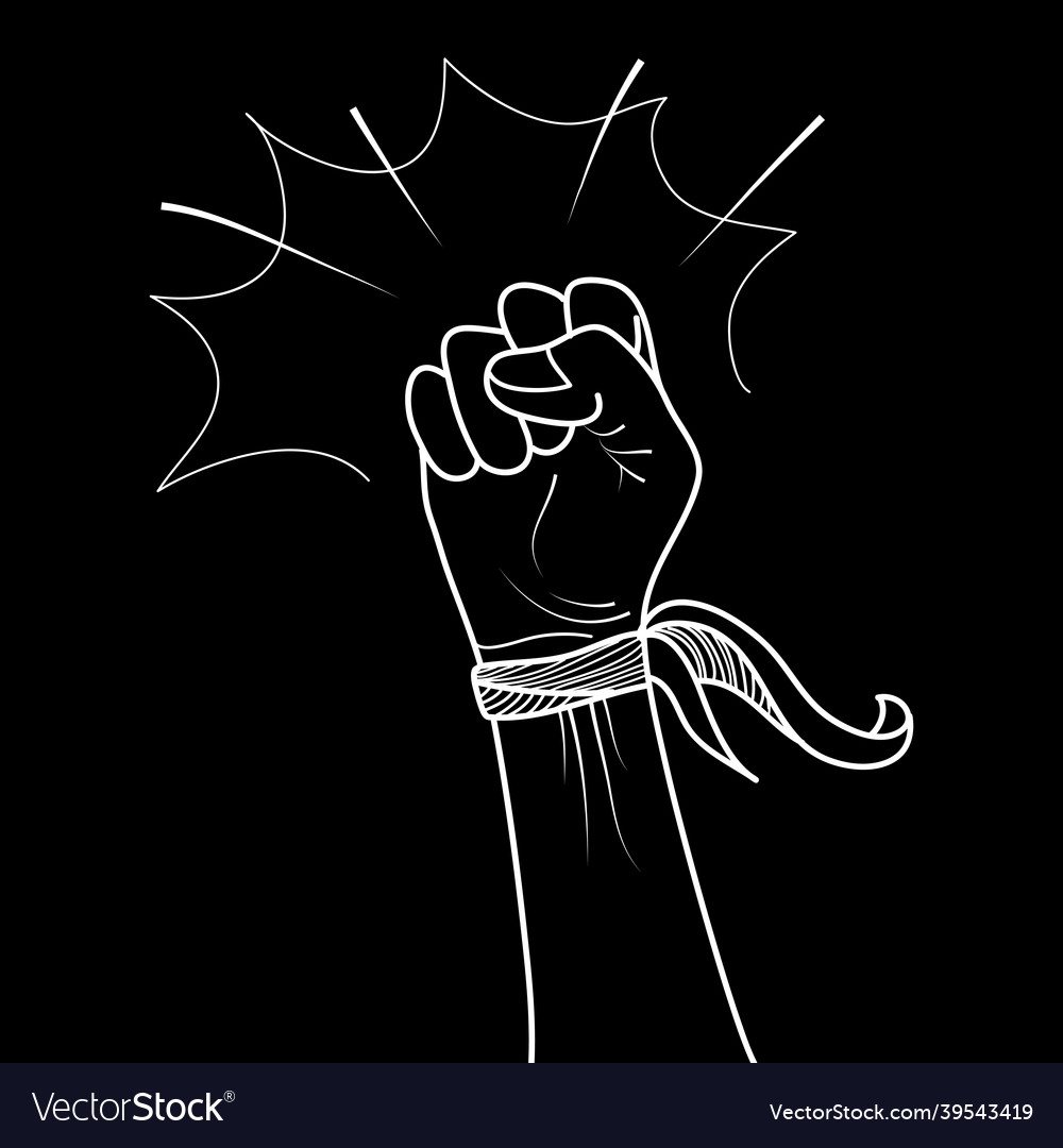 Hand Drawn Of Doodle Hands Up Fist Protest Vector Image