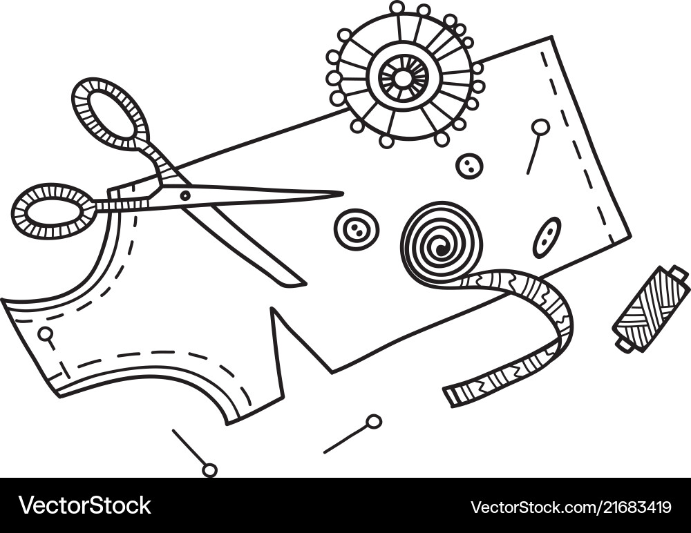 Needlework sewing tools Royalty Free Vector Image