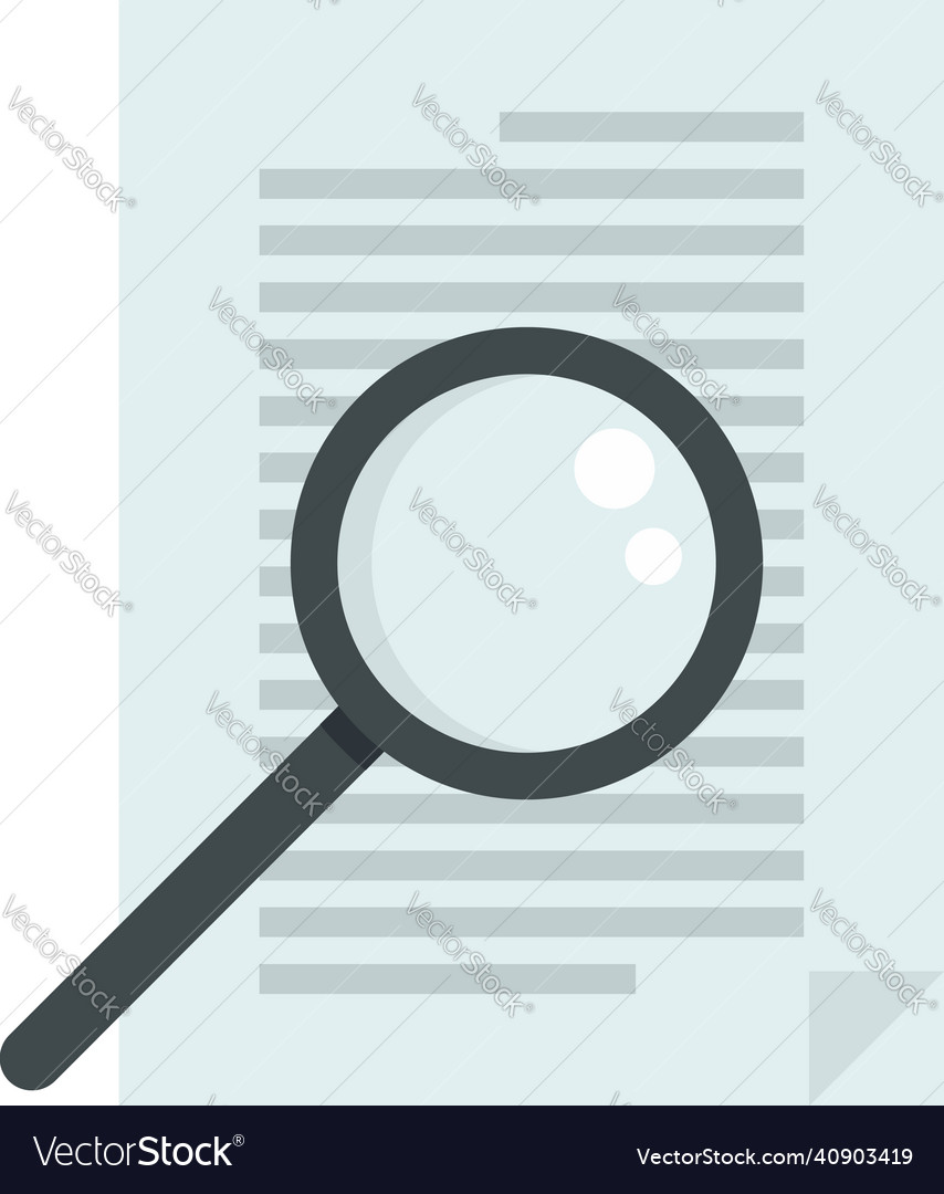 Notary magnifier paper icon flat isolated Vector Image