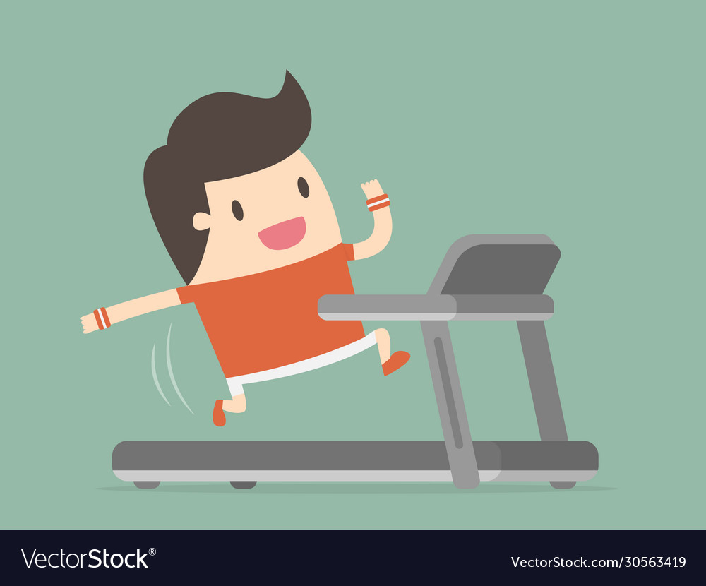 Young man running on treadmill