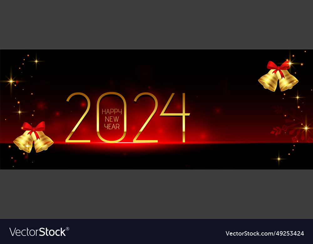 2024 new year greeting banner with golden xmas Vector Image