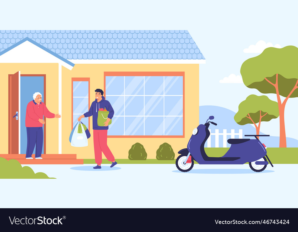 Elderly People Help Background Royalty Free Vector Image