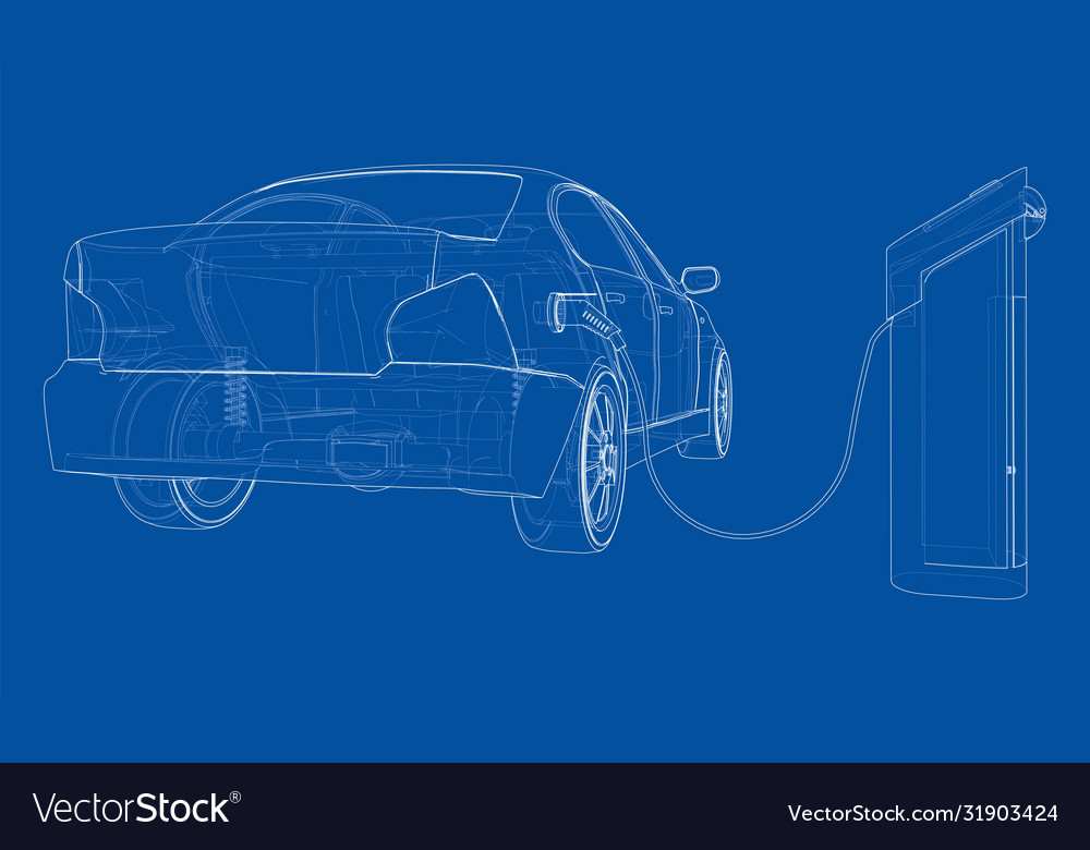 Electric vehicle charging station sketch Vector Image