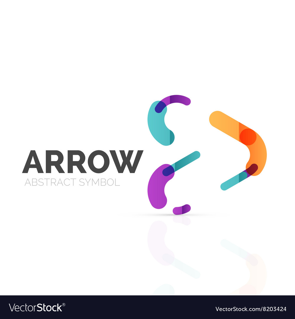 Linear arrow abstract logo connected multicolored Vector Image