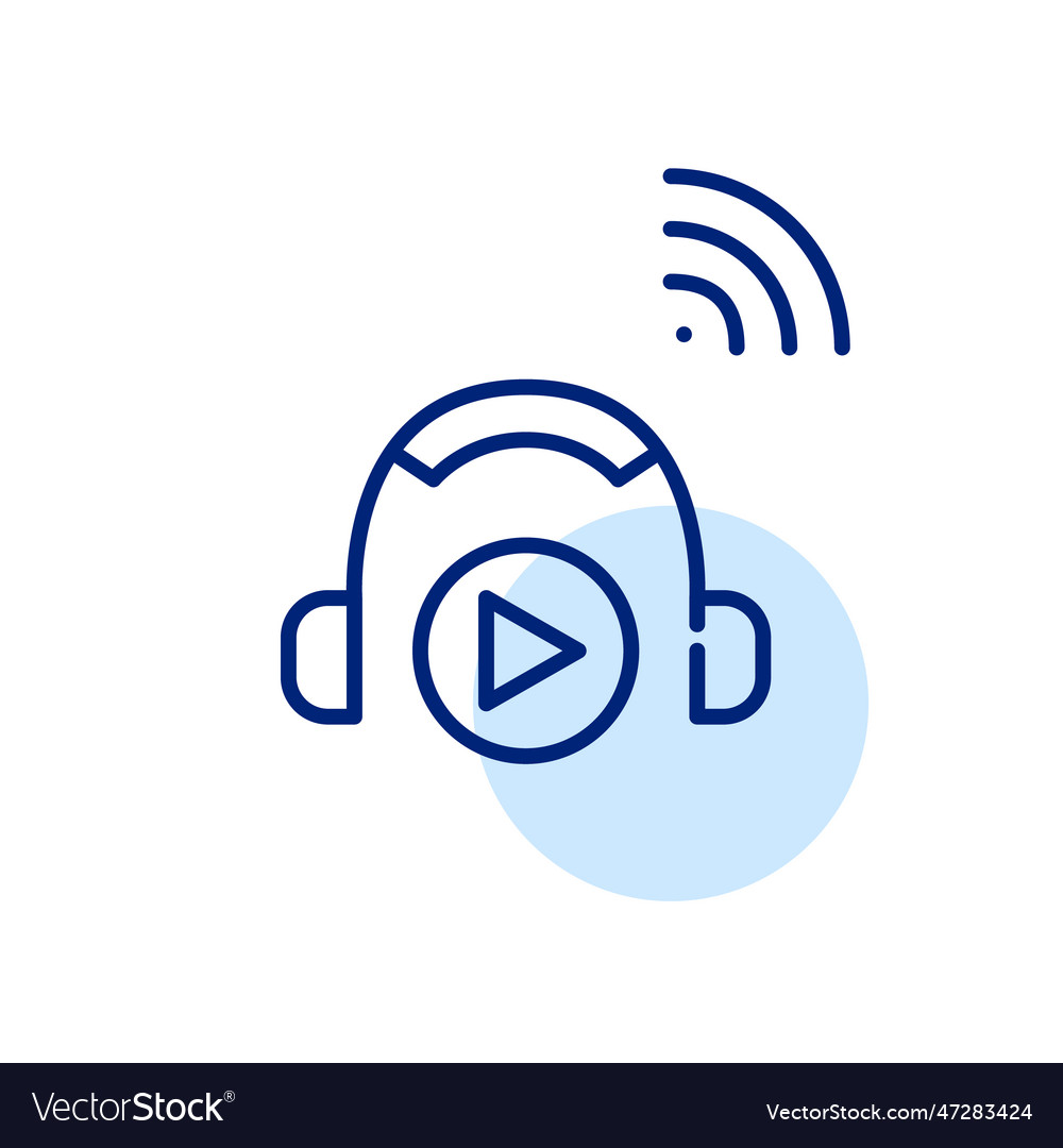 Music or radio playing in headphones wireless Vector Image