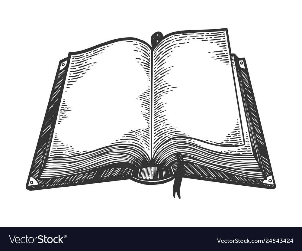 Sketch - big open book Royalty Free Vector Image