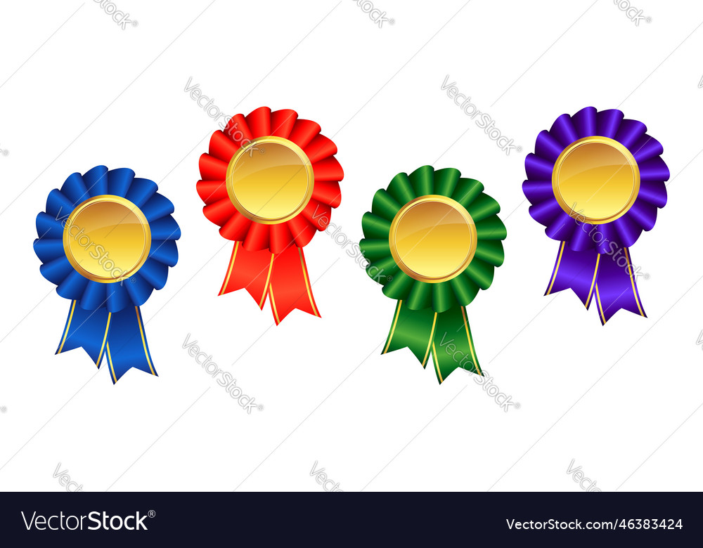 Ribbon award pennants with gold centre set Vector Image