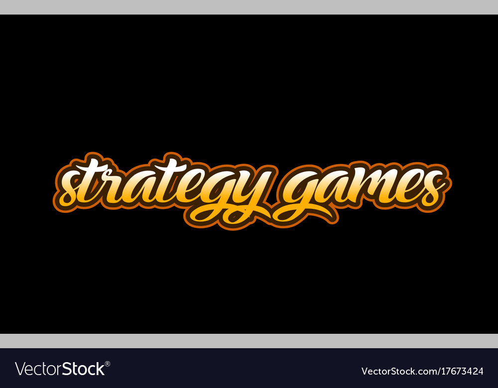 Strategy games word text banner postcard logo