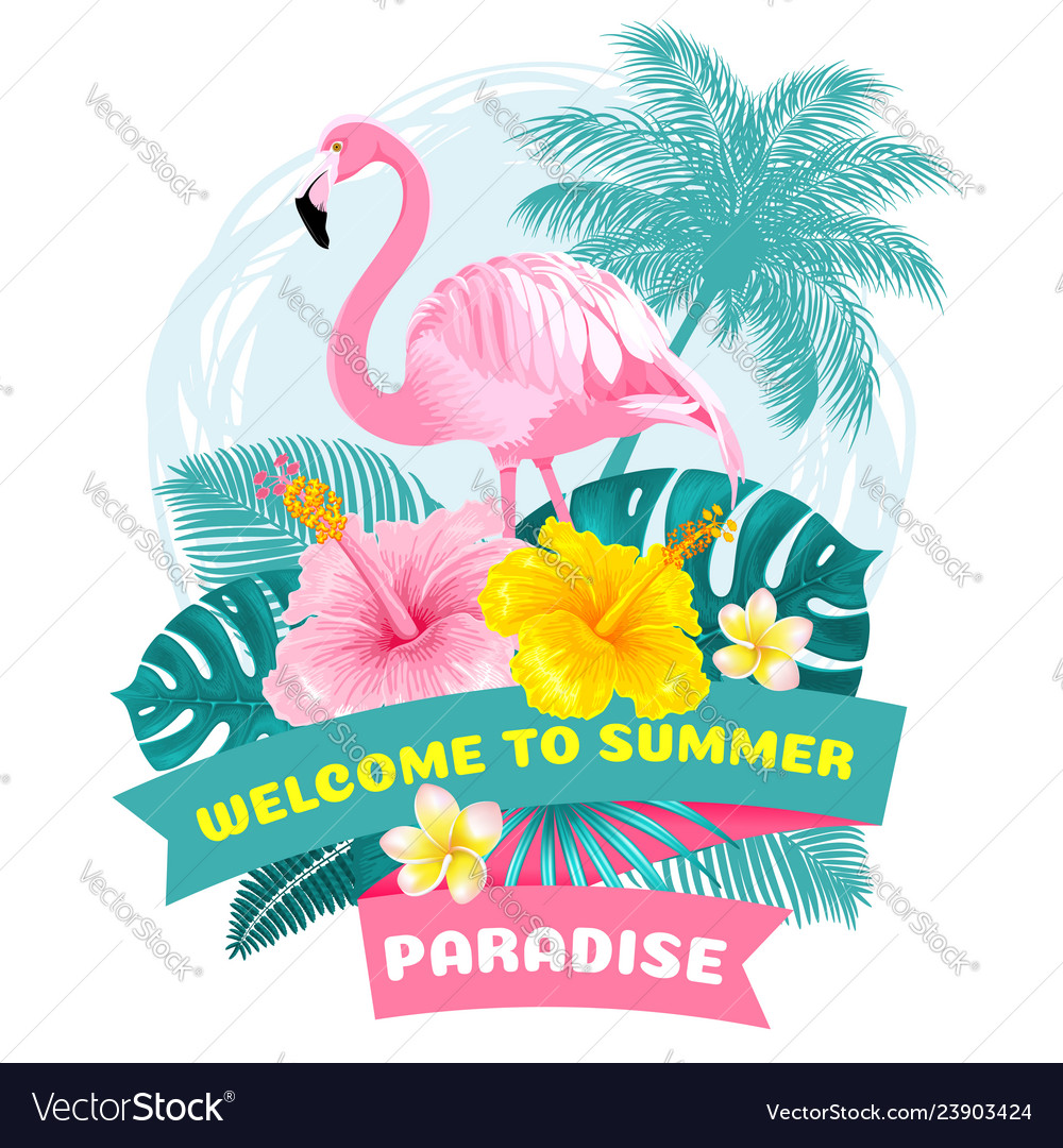 Summer tropical welcome label Royalty Free Vector Image