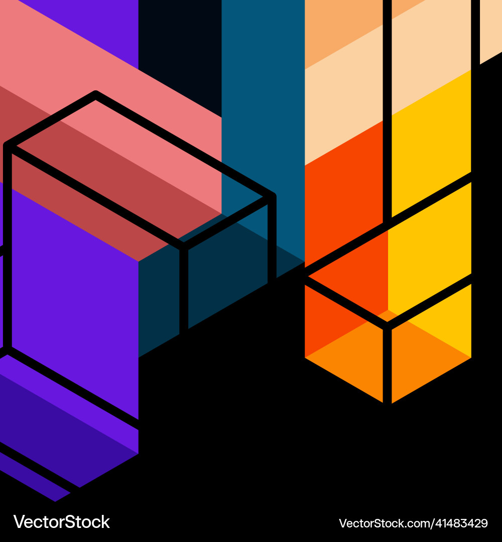 Abstract background 3d cubes cubic elements Vector Image