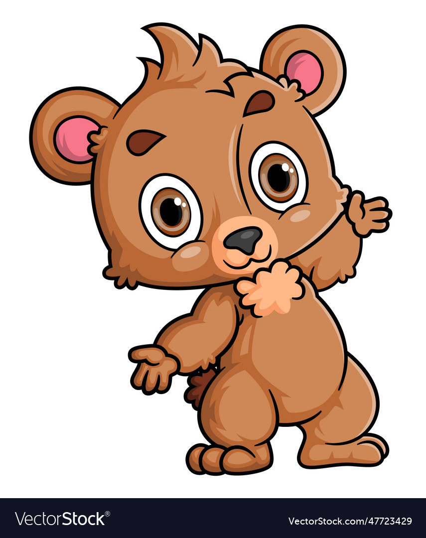 Cartoon funny little bear posing Royalty Free Vector Image