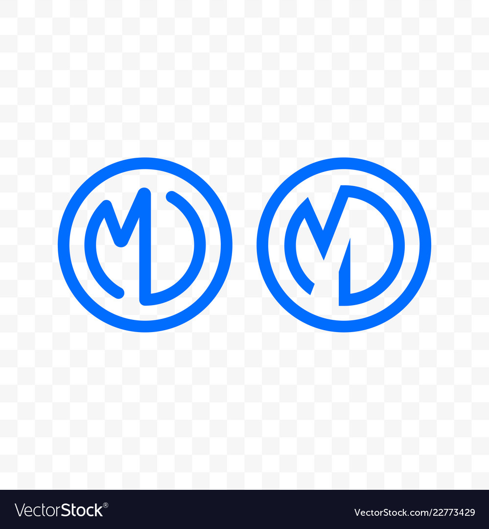 Letter m d ligature monogram line circle icon vector image Letter m d ligature monogram line circle icon