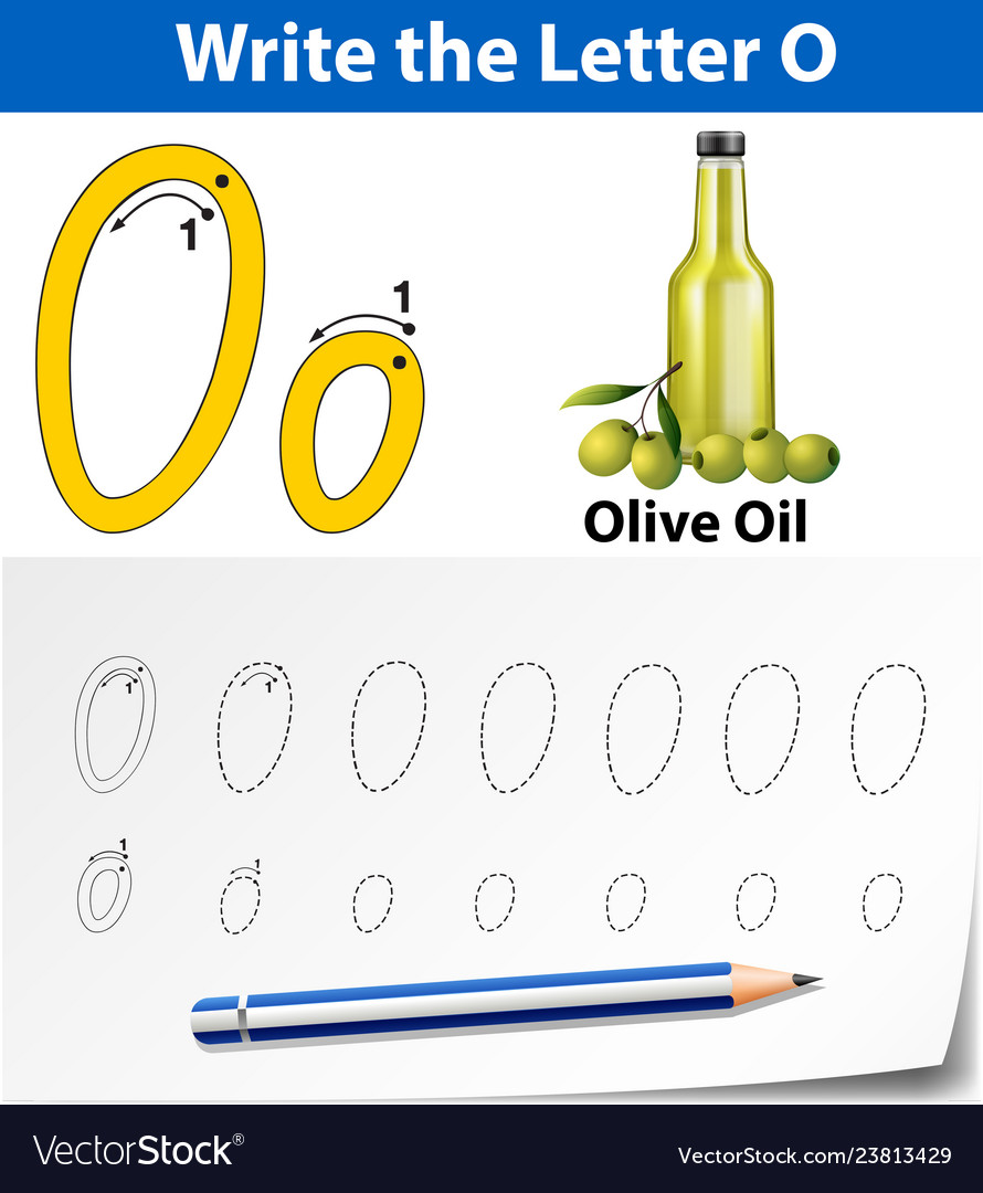 letter o tracing alphabet worksheets royalty free vector