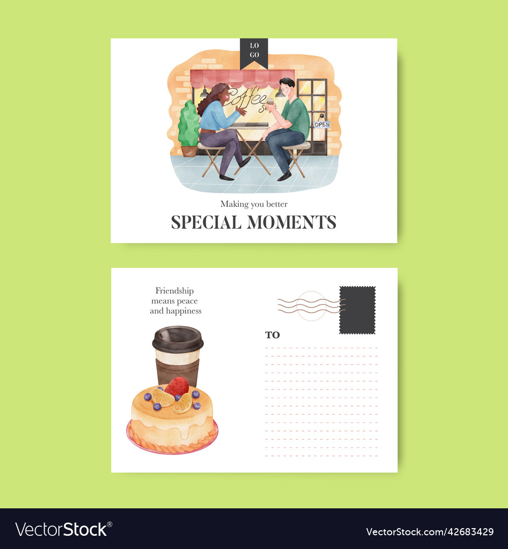 Postcard template with friendship memories