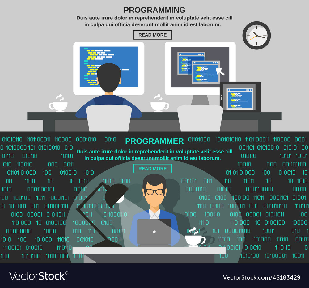 Programmer banner set banner set Royalty Free Vector Image