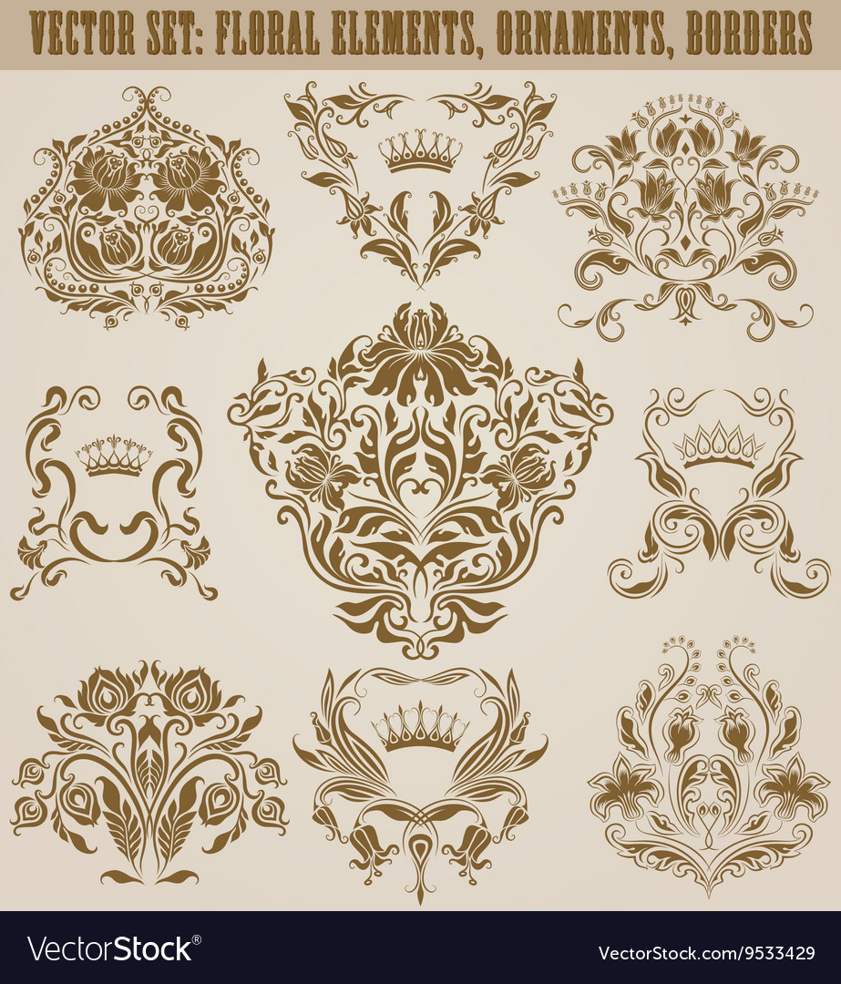 Set of damask ornaments