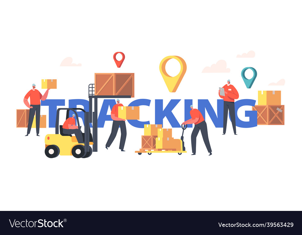 Tracking concept workers loading and delivery Vector Image