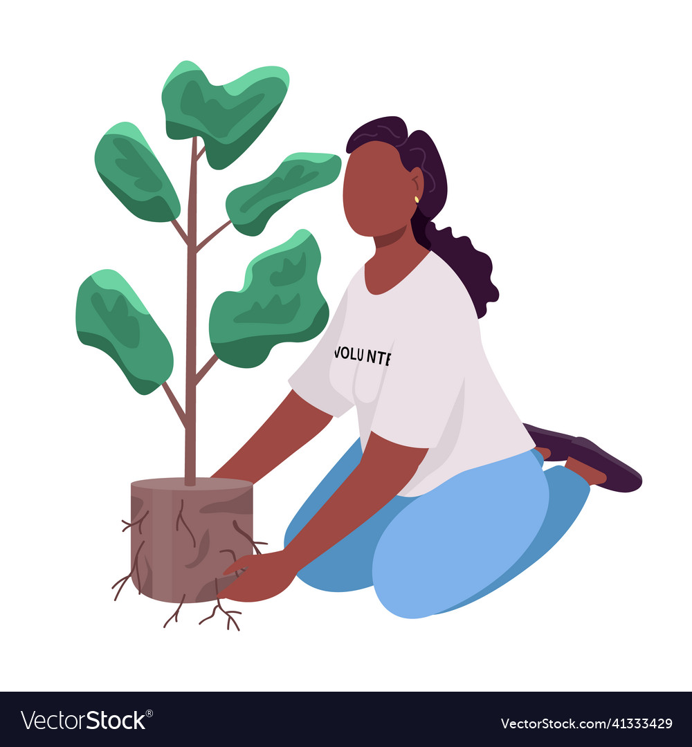 Volunteer planting semi flat color character