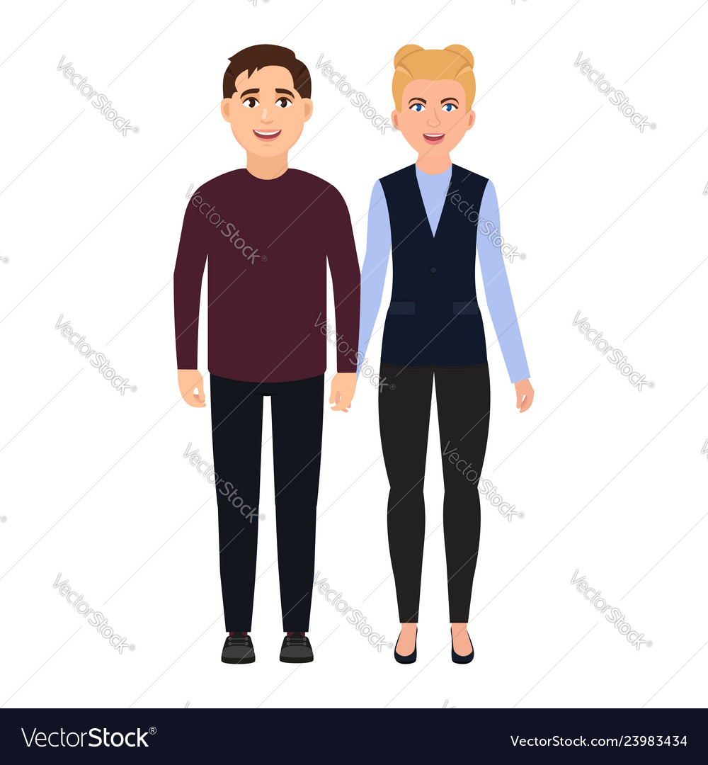Boy And Girl Hold Hands Couple In Love Happy Vector Image Boy And Girl Hold Hands Couple In Love Happy Vector Image