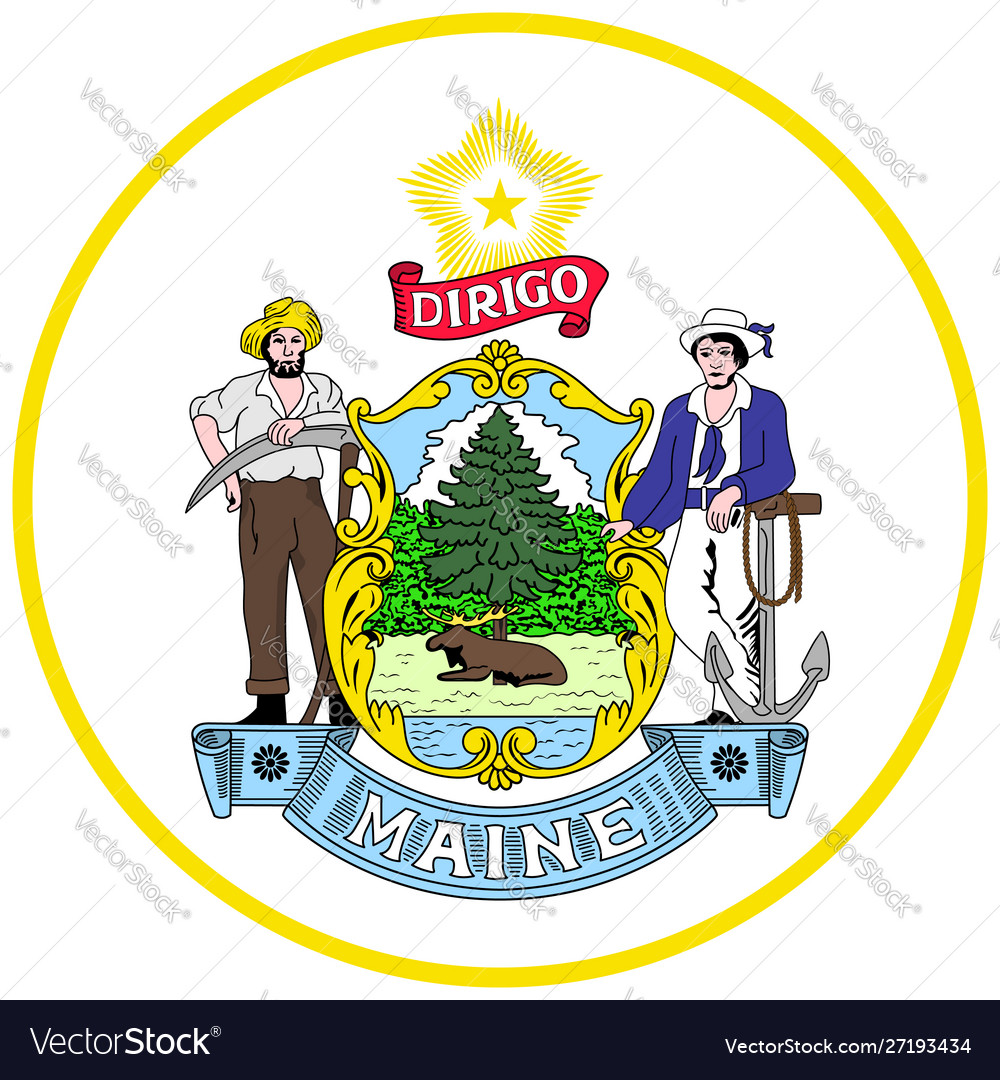 Coat arms maine state usa Royalty Free Vector Image