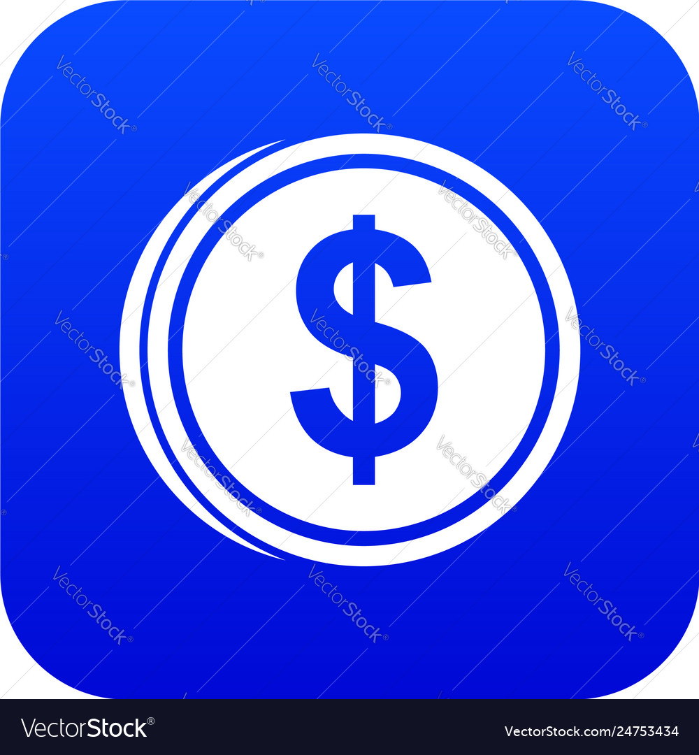 Coin dollar icon digital blue Royalty Free Vector Image