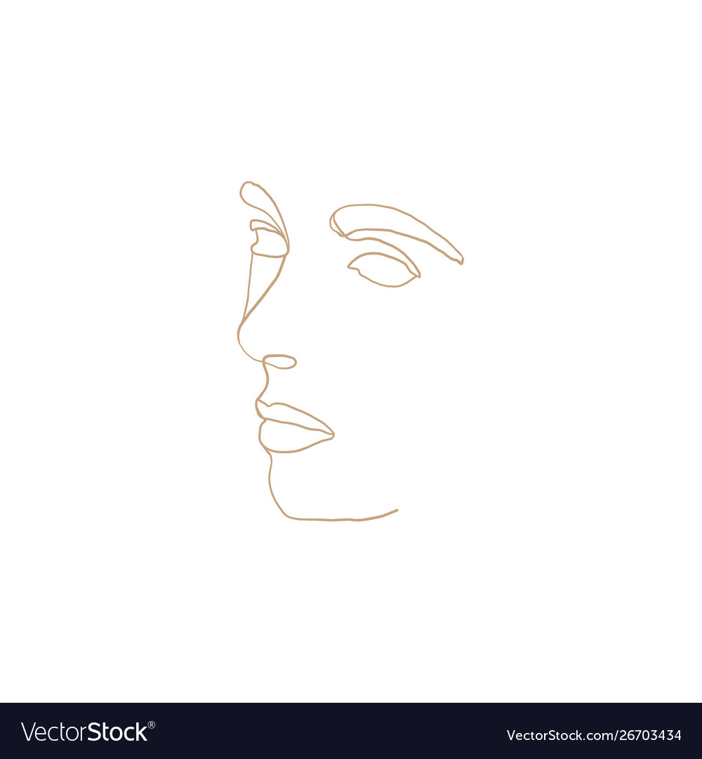 Continuous Line Drawing Woman Face Royalty Free Vector Image,Cute Anime Anime Girl Easy To Draw Full Body