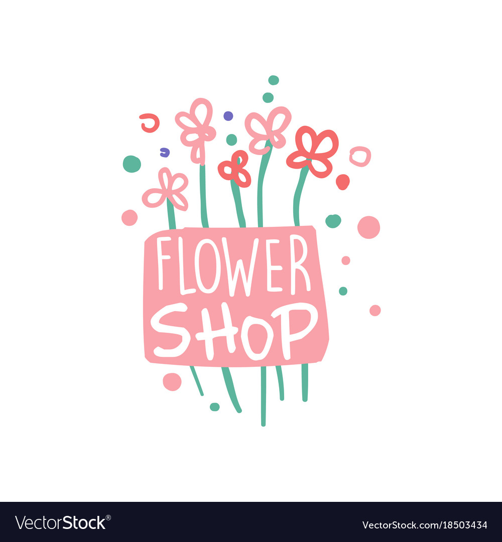 Flower shop logo template badge for floral Vector Image