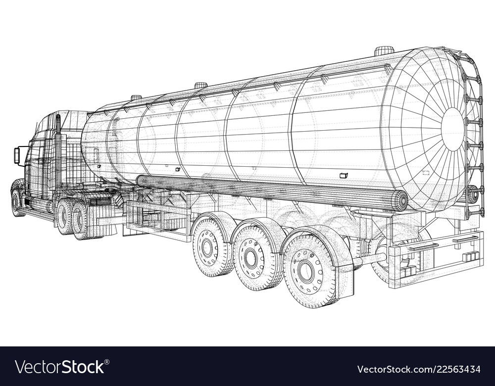 Fuel Tanker Truck Tracing Of 3d Eps Royalty Free Vector