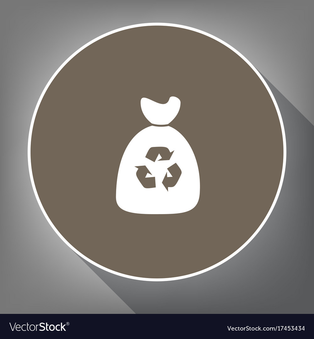 Trash bag icon white on brown circle