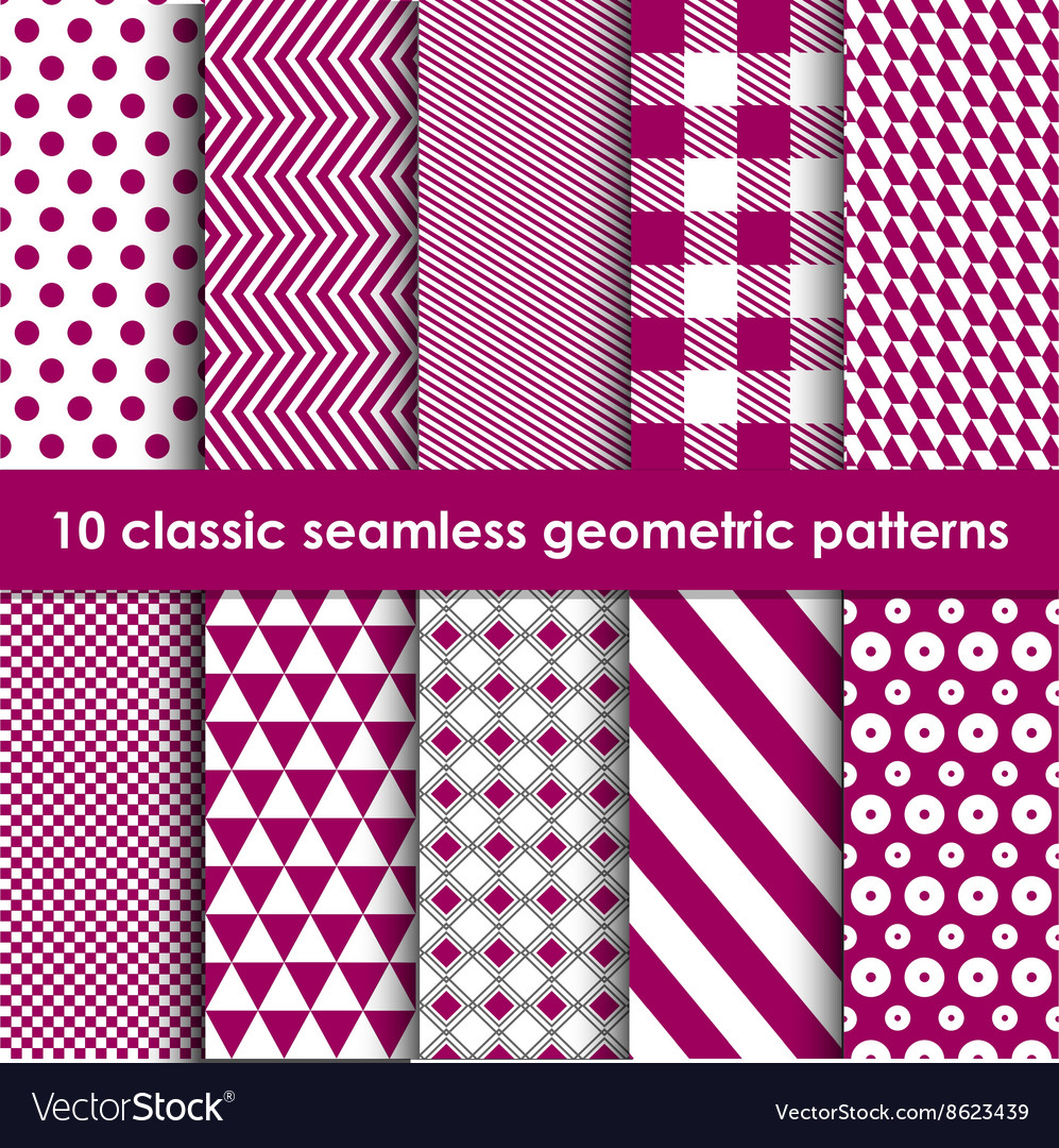 10 monochrome classic seamless geometric patterns