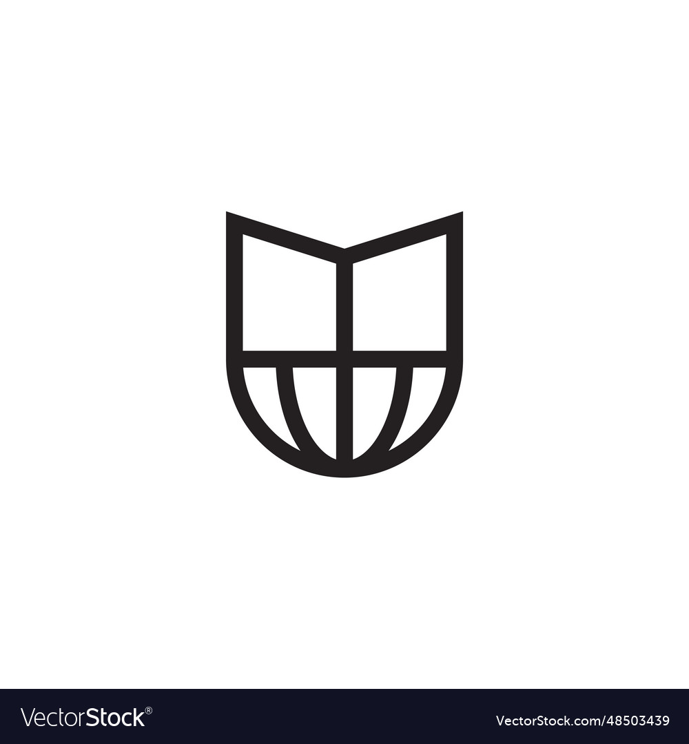 Book globe simple geometric line logo Royalty Free Vector