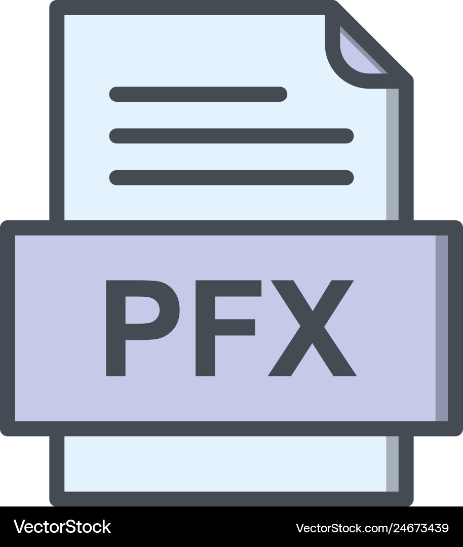 Pfx file document icon Royalty Free Vector Image