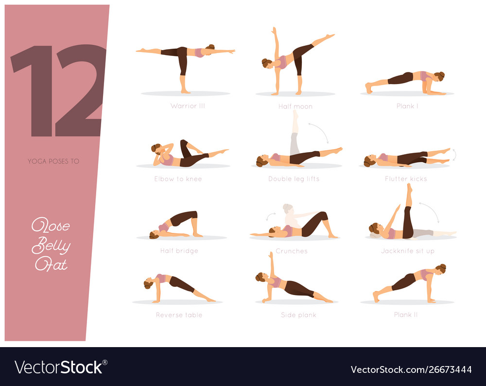 12 Yoga Poses To Lose Belly Fat Royalty Free Vector Image