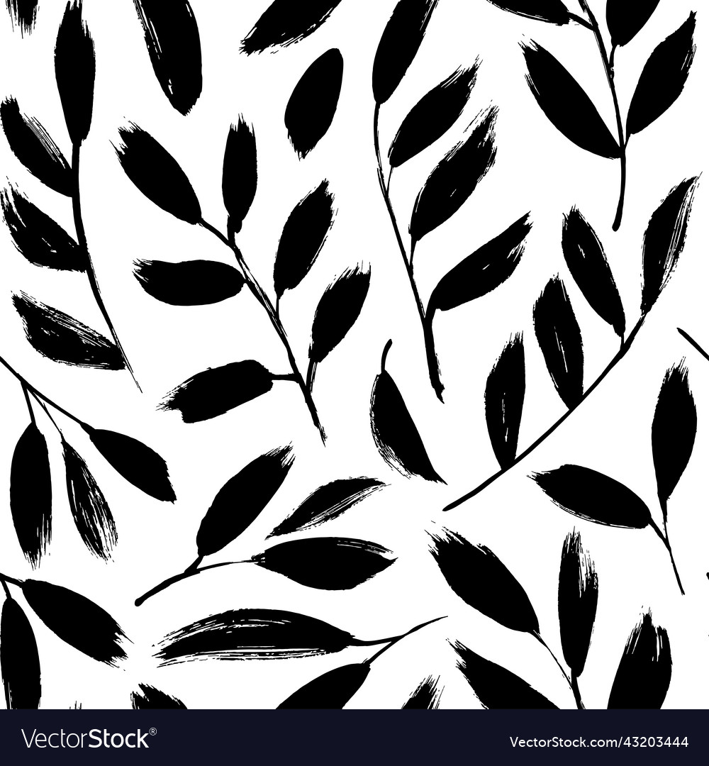 Black olive leaves and branches seamless pattern vector image Black olive leaves and branches seamless pattern