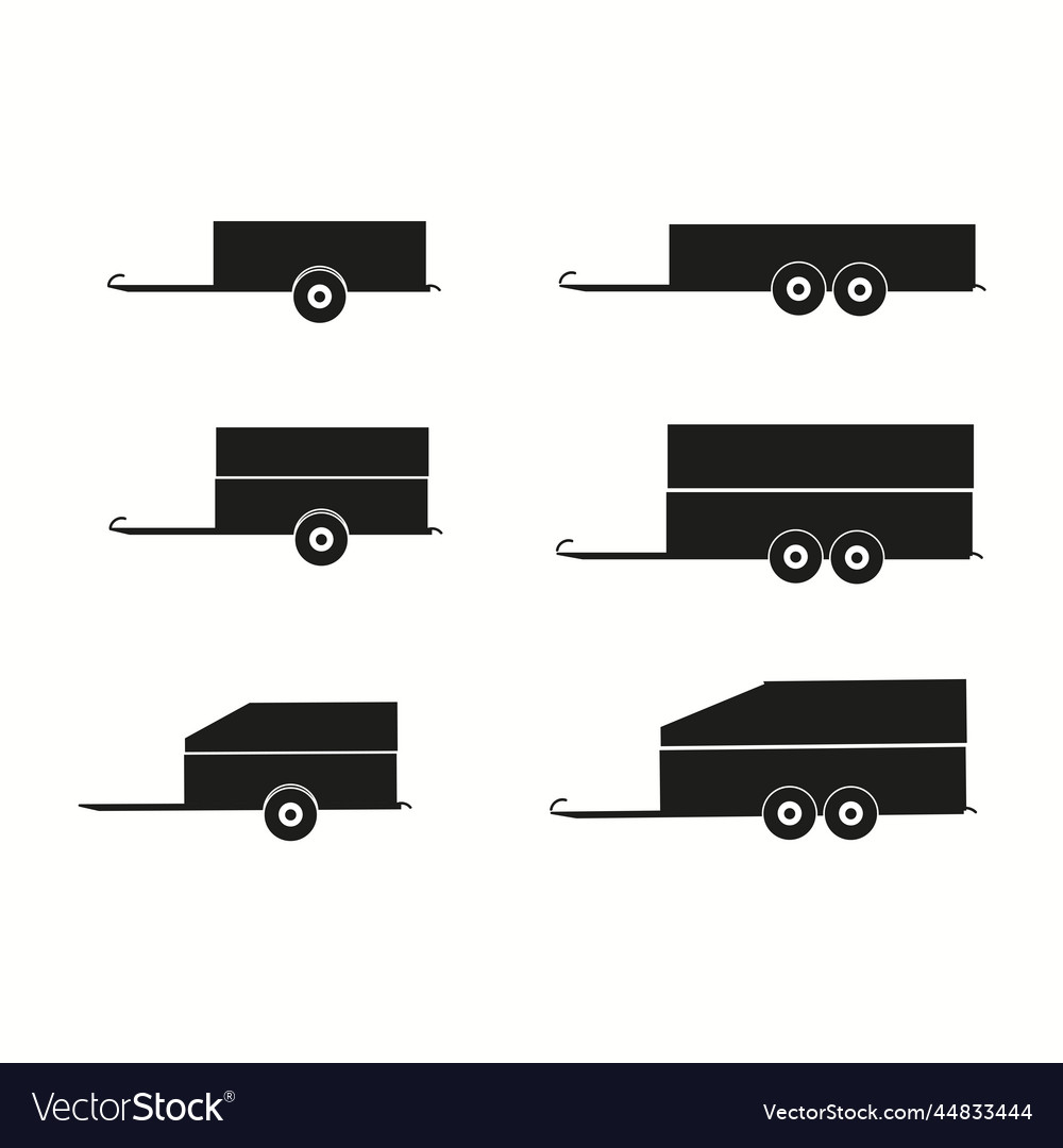 Car trailer icon set drawing Royalty Free Vector Image